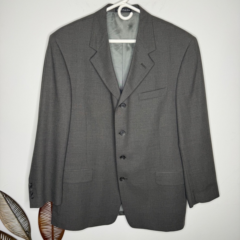 Perry Ellis Mens Charcoal Gray Wool Blend 4-Button Blazer Sport Coat 42R